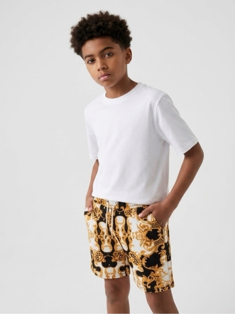 Versace Black White Gold Baroque Print Girls' Skort